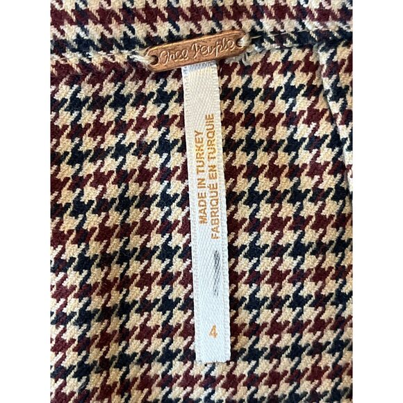 Free People Brown Plaid Houndstooth Ruched Mini Skirt Size 4 Small - Picture 10 of 12
